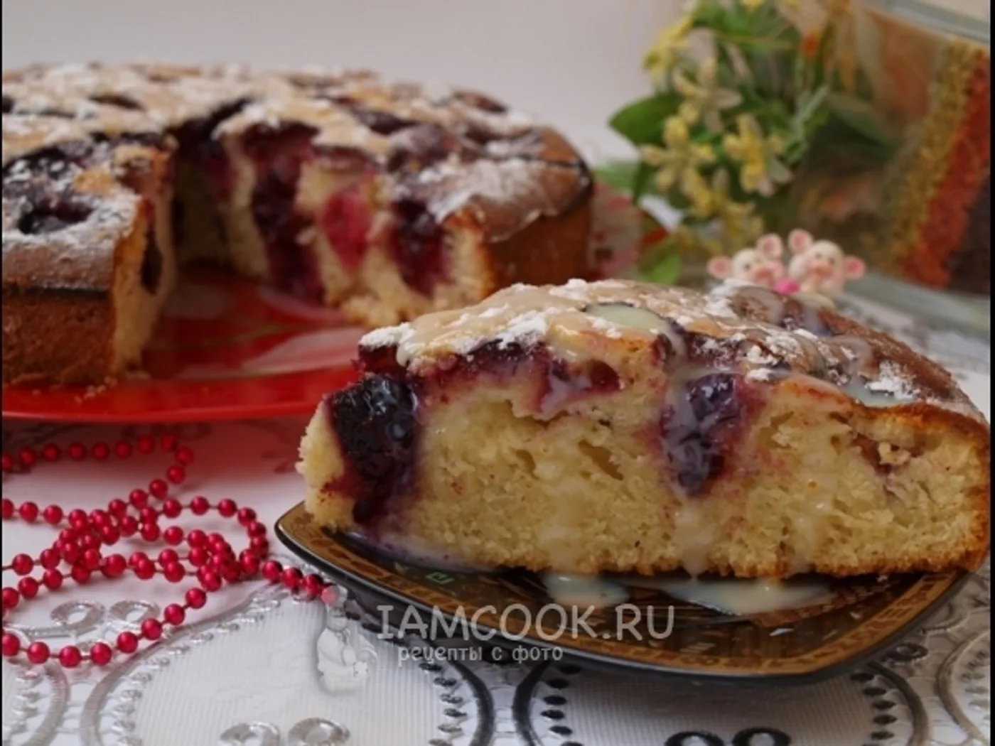 Cherry pie with blackberries on condensed milk recipe