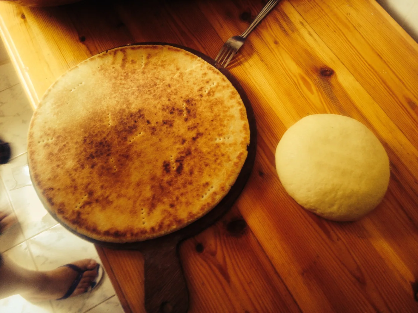 Kesra (Algerian Semolina Flatbread) prepared recipe