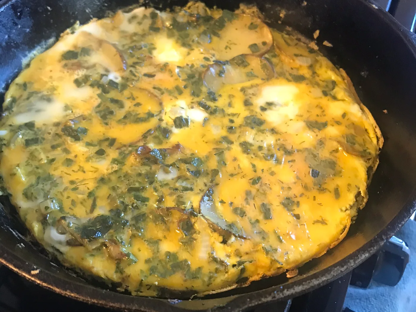 Kuku Sabzi with Potato Slices prepared recipe