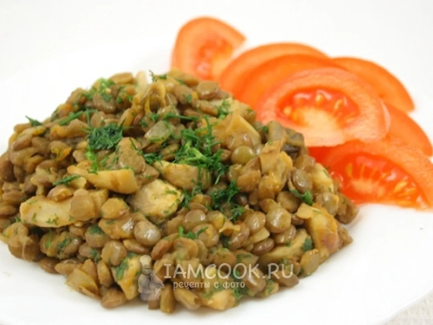 Lentils with mushrooms recipe