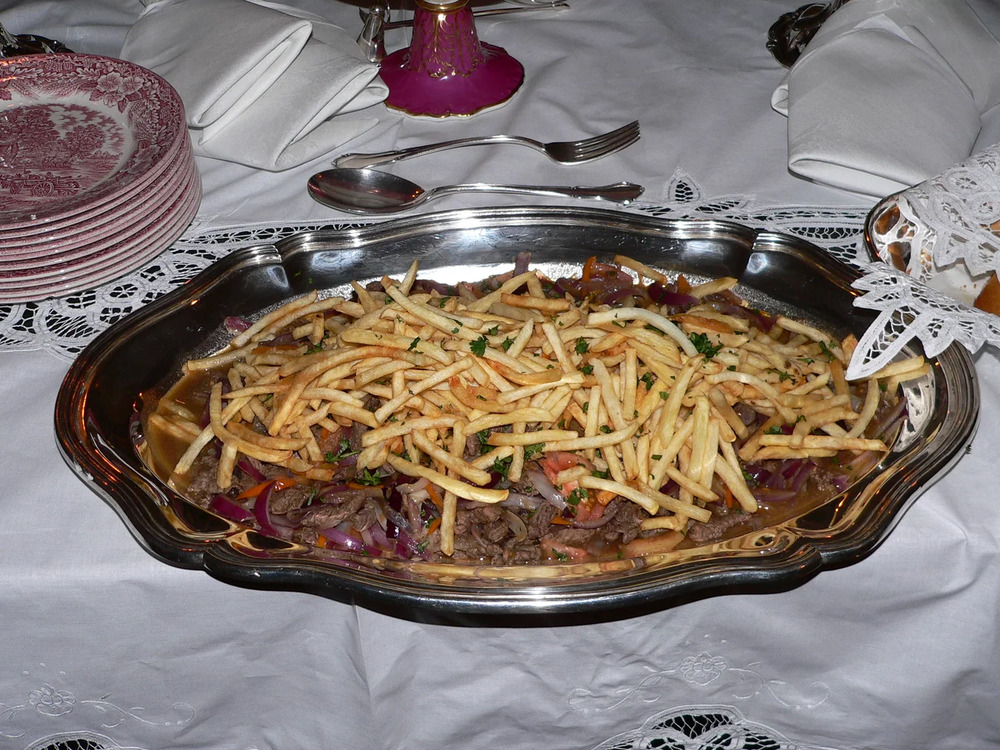 Lomo Saltado (Peruvian Steak Stir-fry) prepared recipe