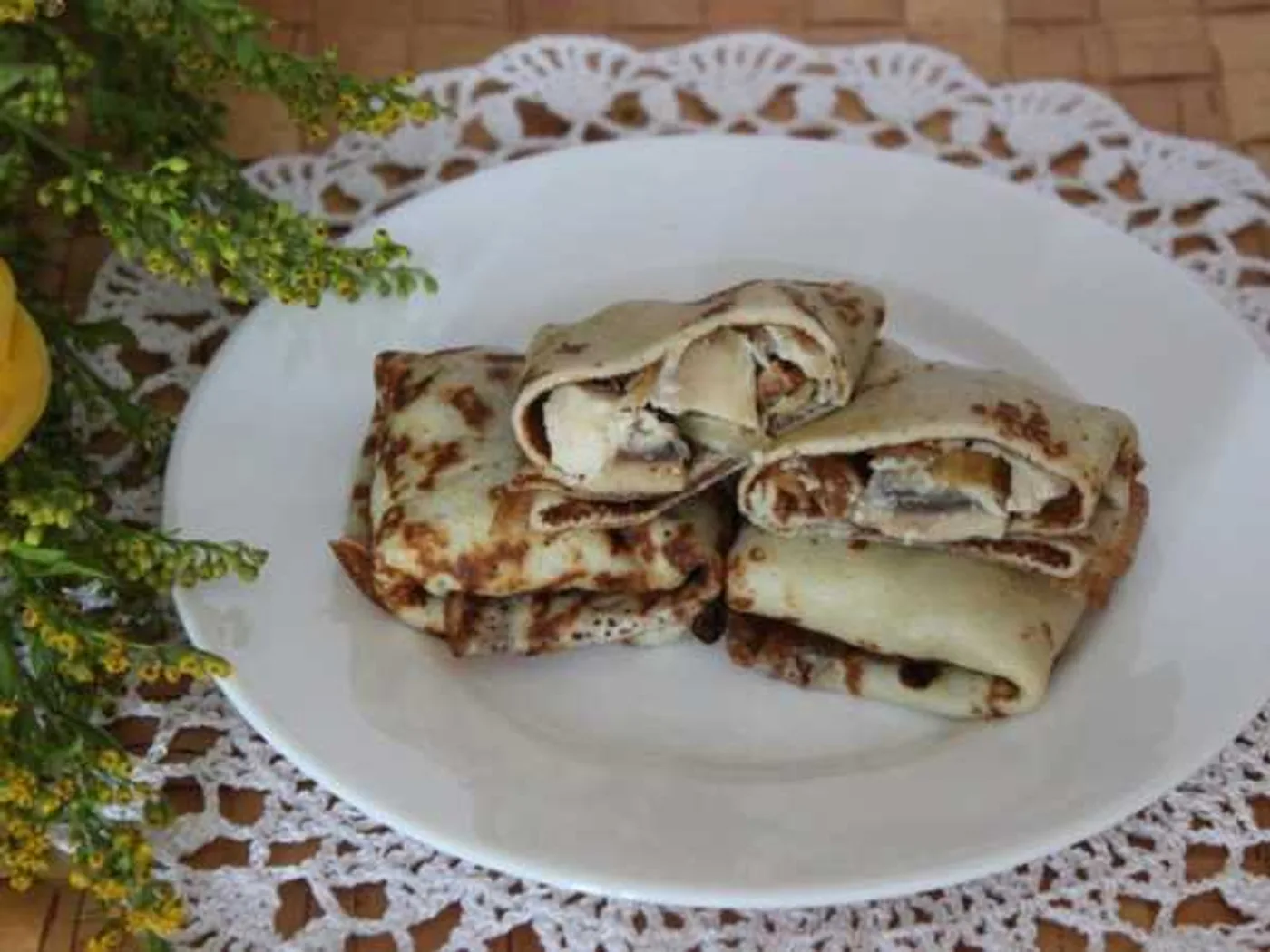 Pancakes with chicken and mushrooms recipe