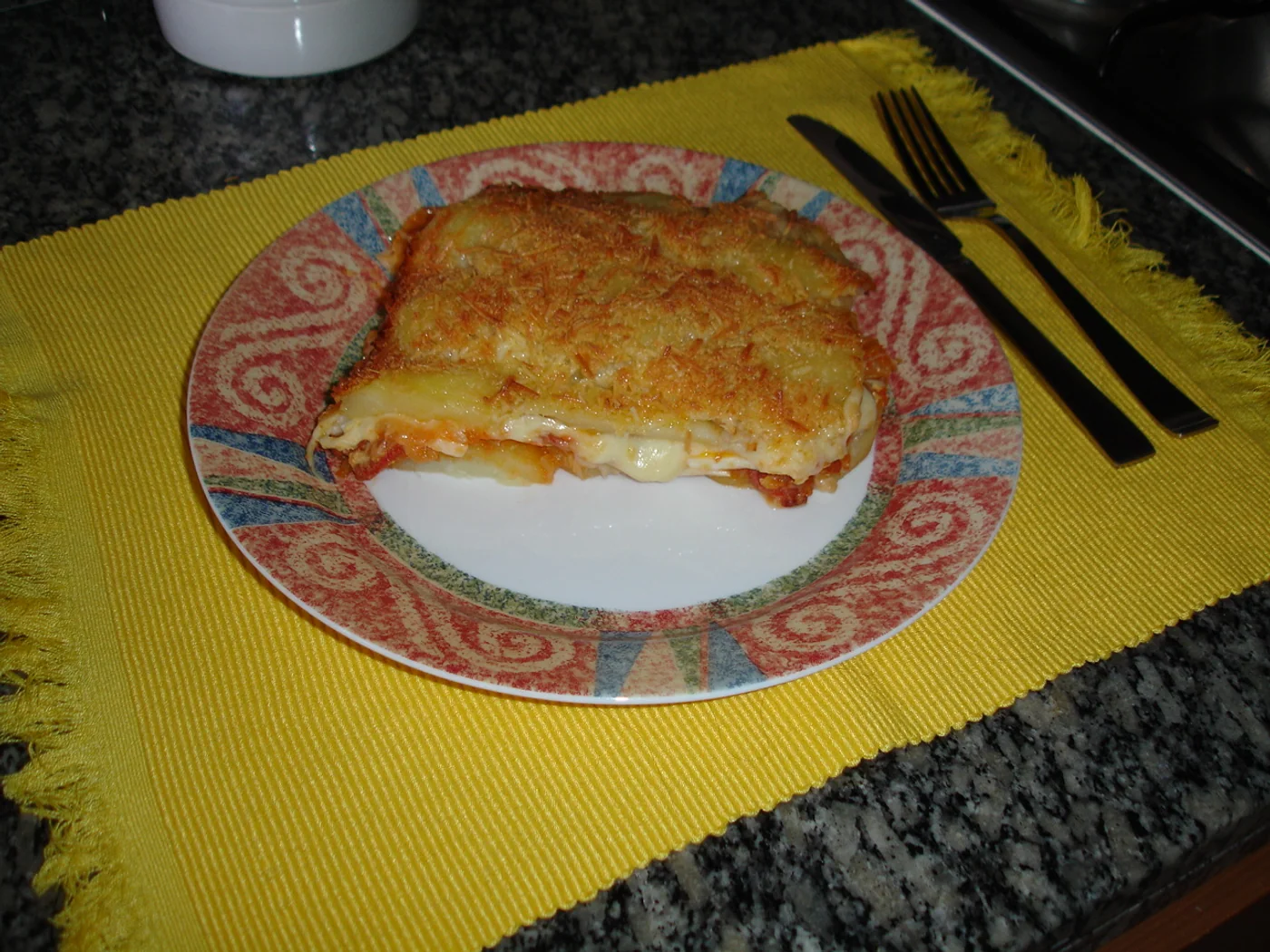 Potato and Sausage Casserole (Papa Turmada) prepared recipe