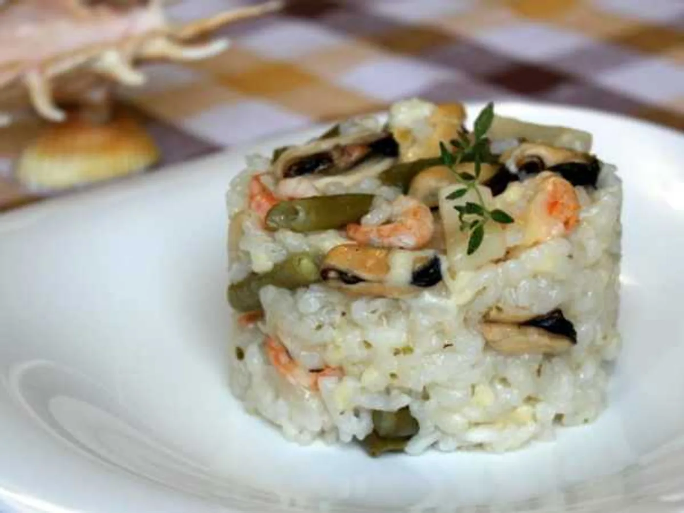 Risotto with seafood and pod beans recipe