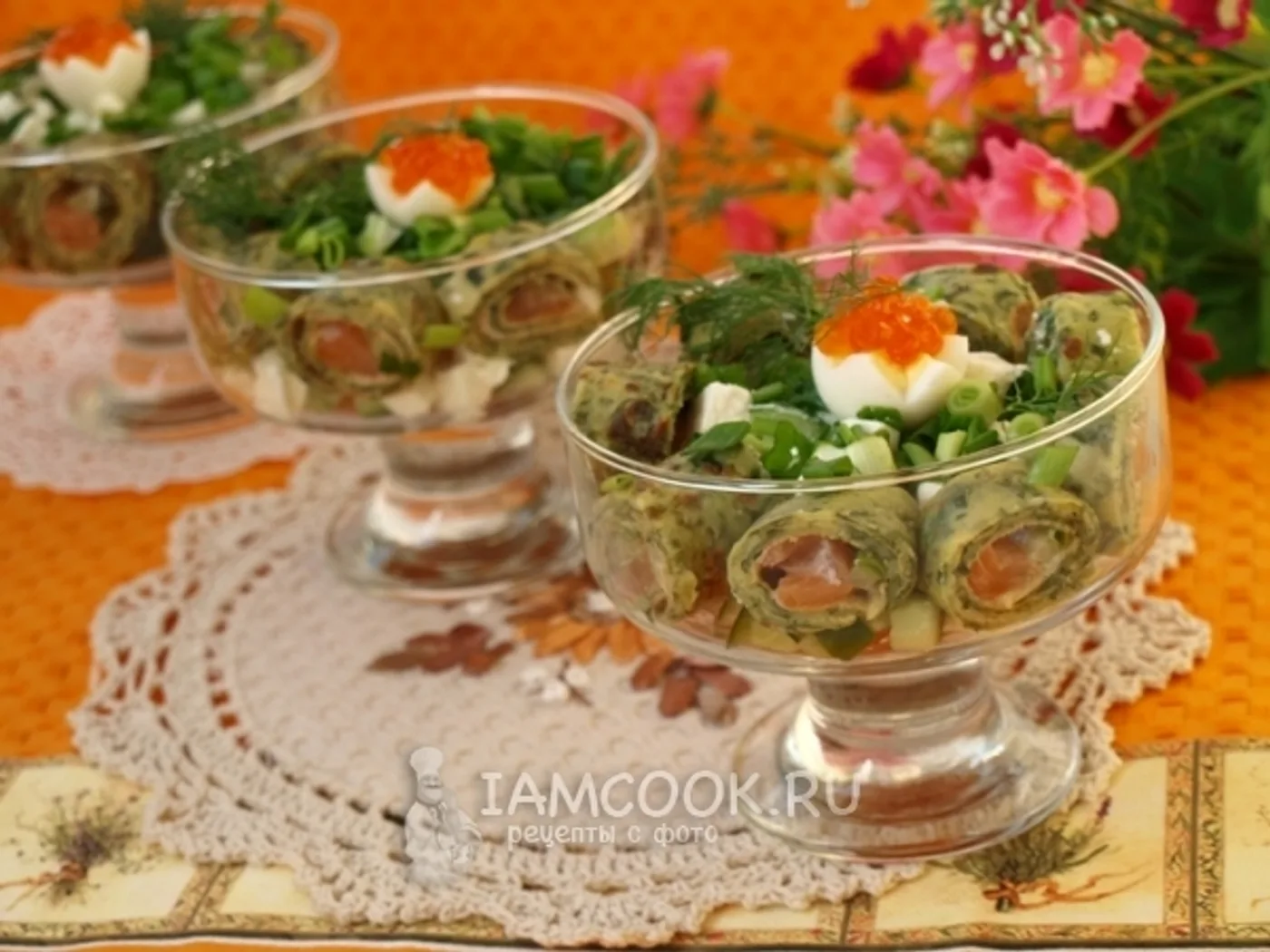 Salad with salmon and red caviar recipe