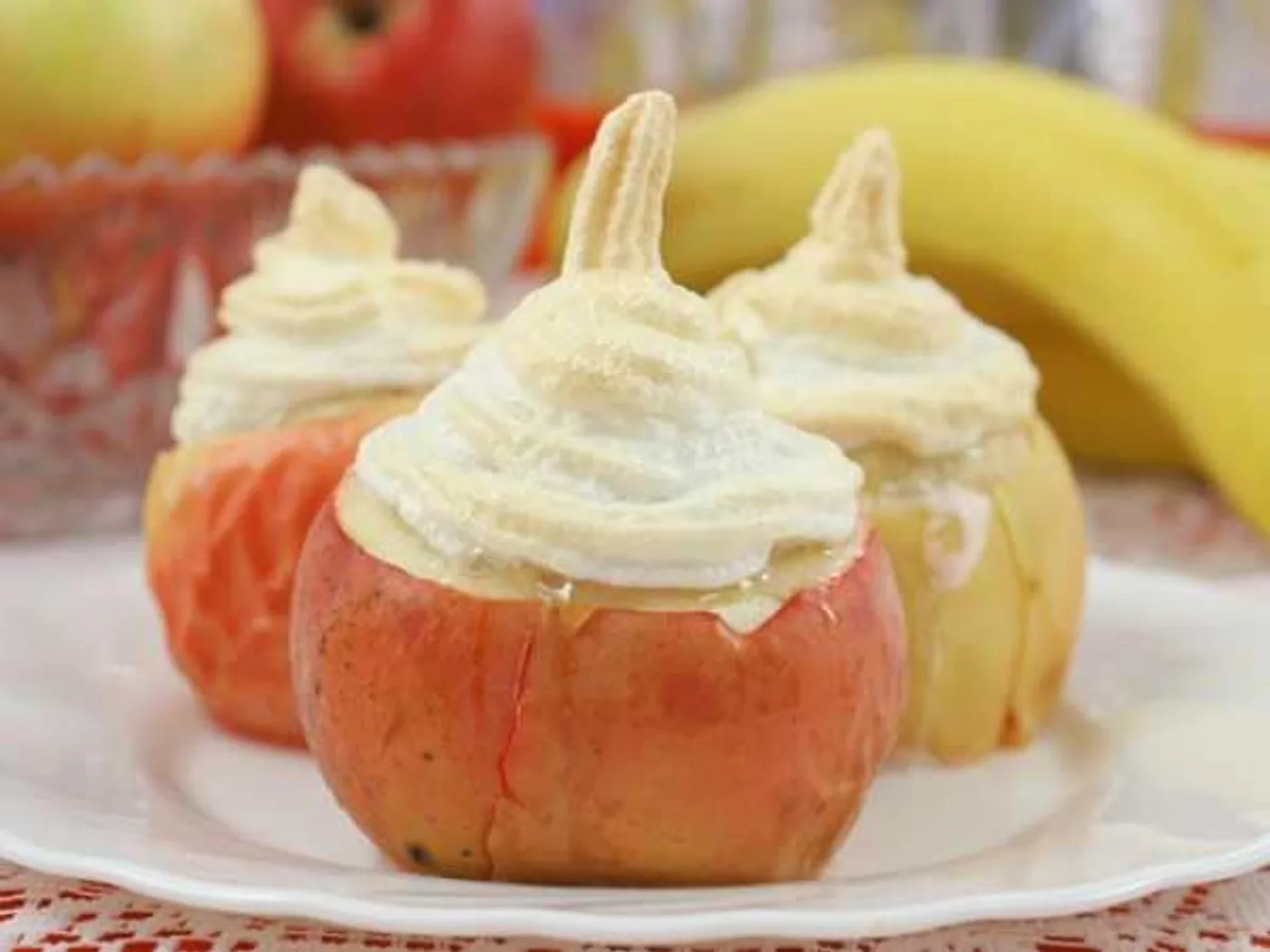 Apples in “caps” with banana-cheese filling recipe
