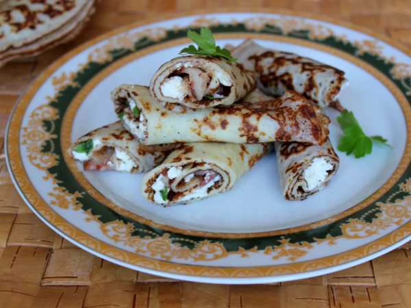Bacon and brynza pancakes recipe