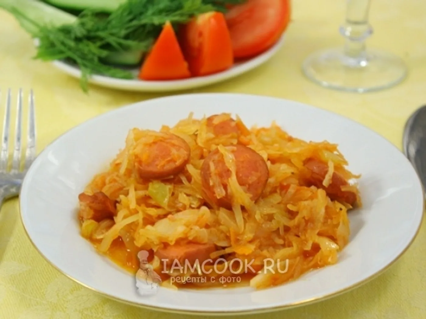 Cabbage stewed with sausage recipe