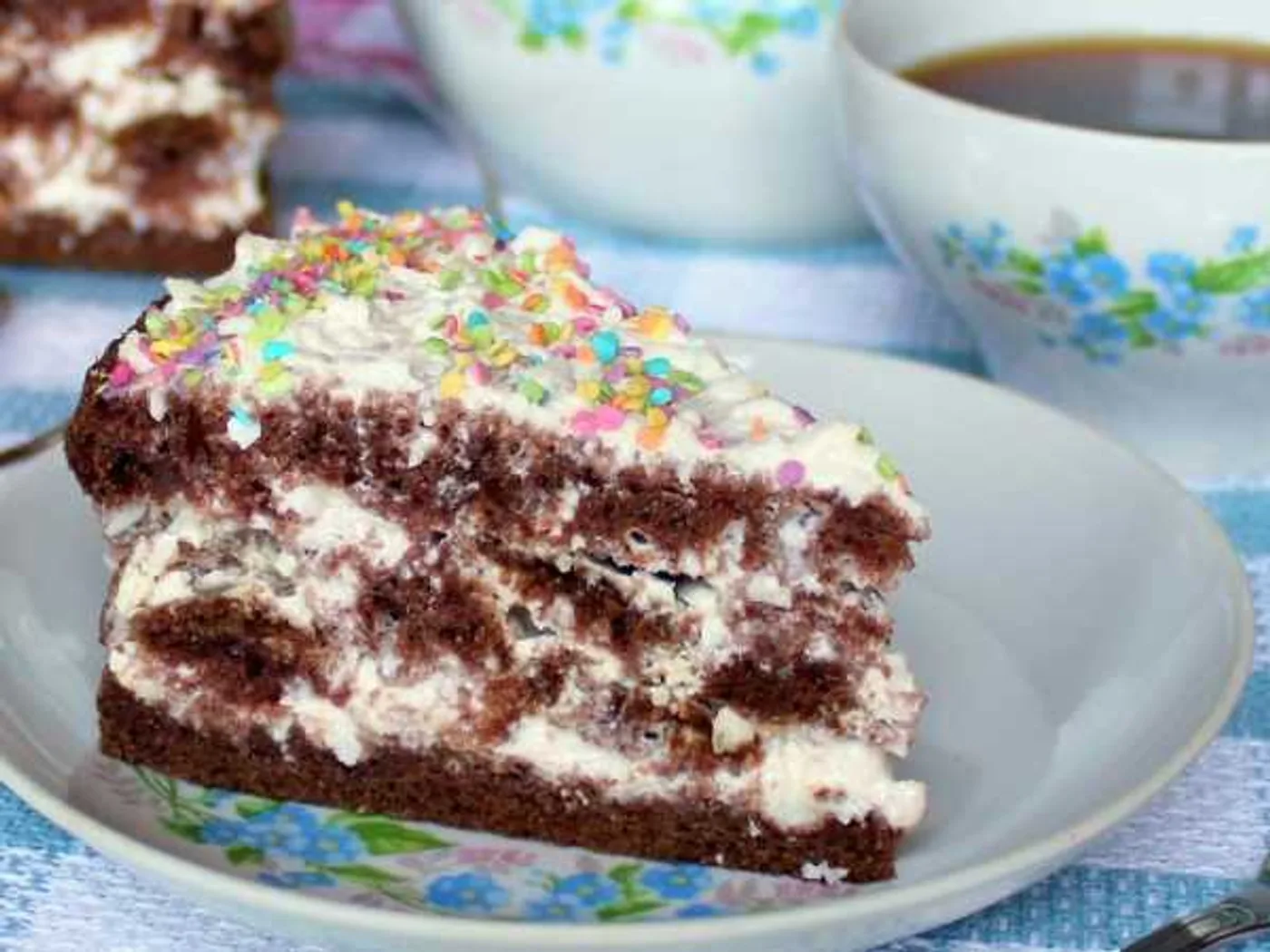Cake "Chocolate on boiling water" with coconut cream recipe