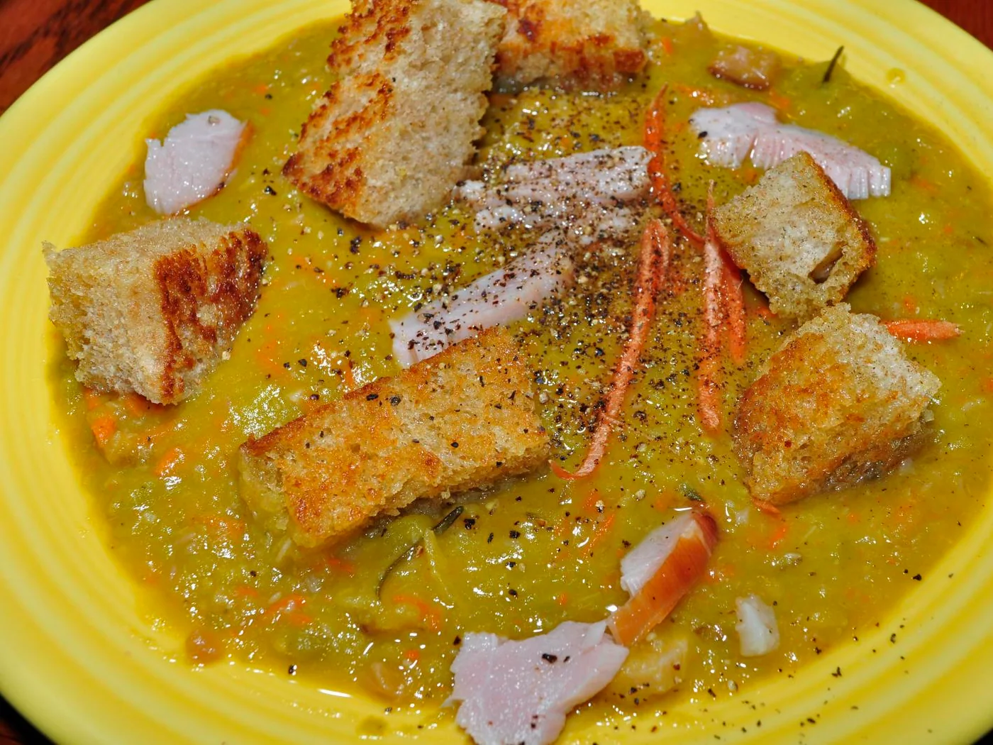 Québec-Style Split Pea Soup prepared dish