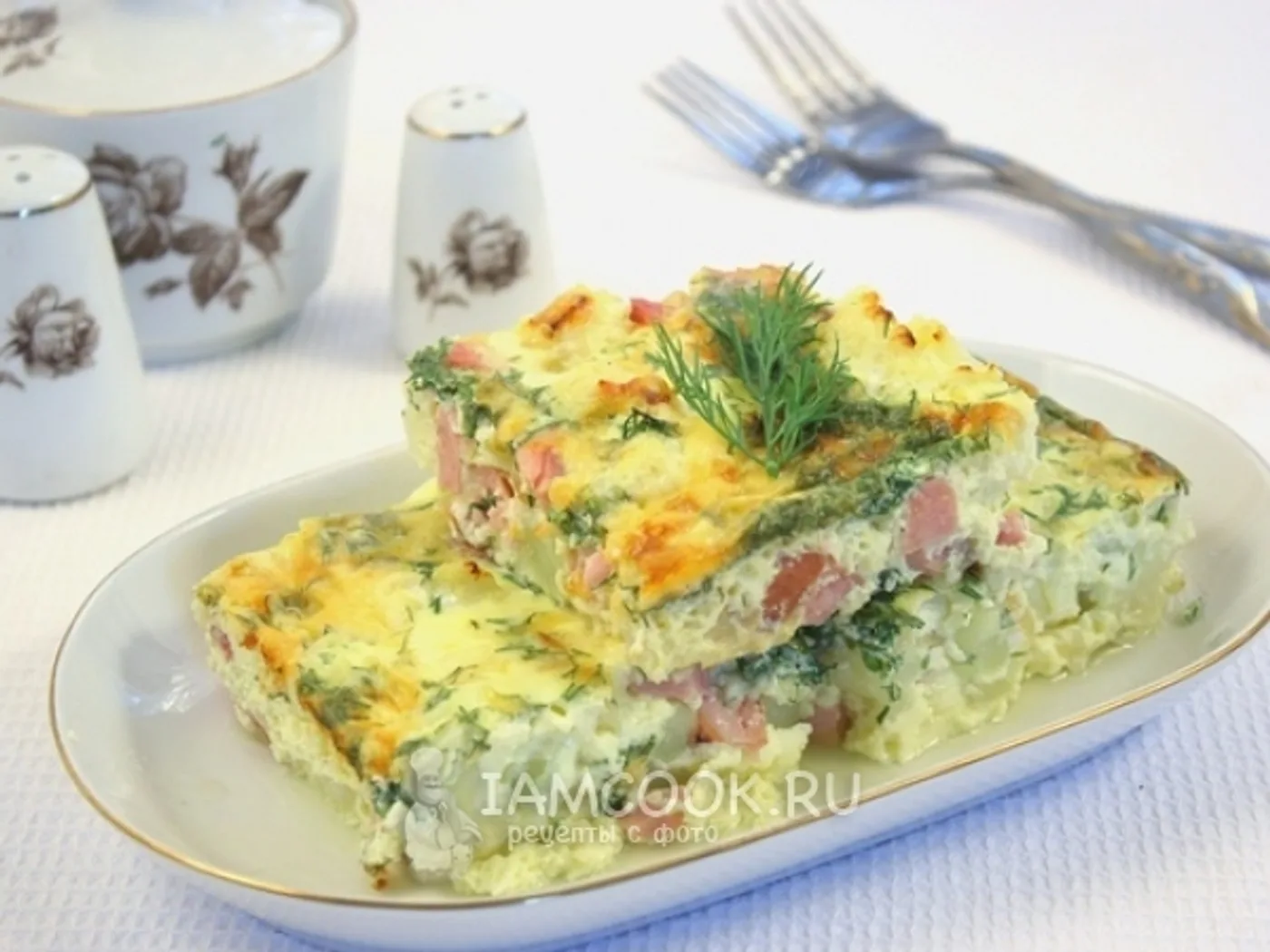 Casserole cauliflower with ham recipe