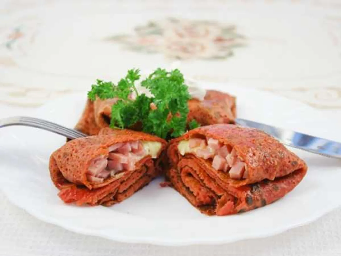 Cheese and ham pancakes recipe