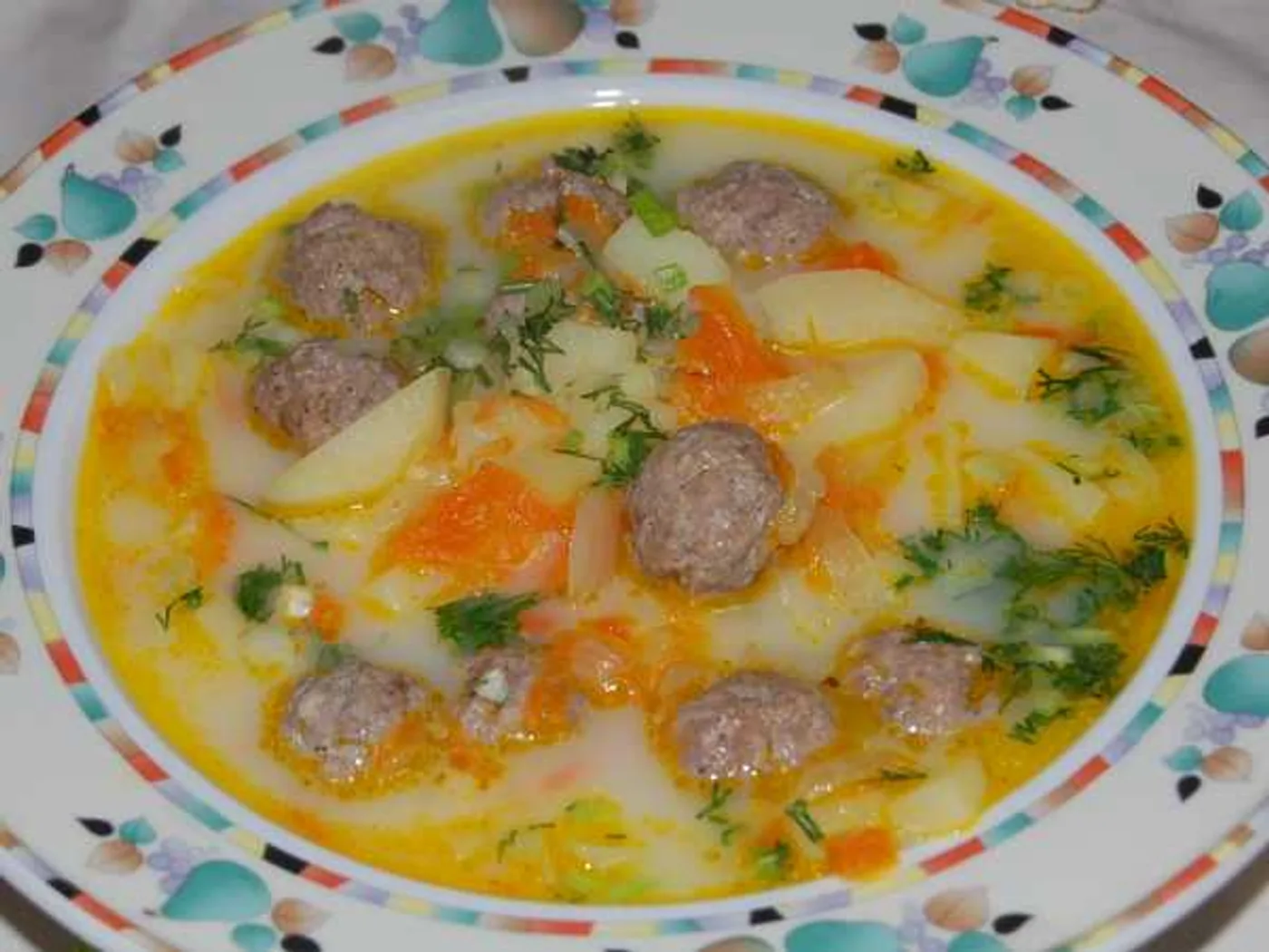 Cheese soup with meatballs recipe