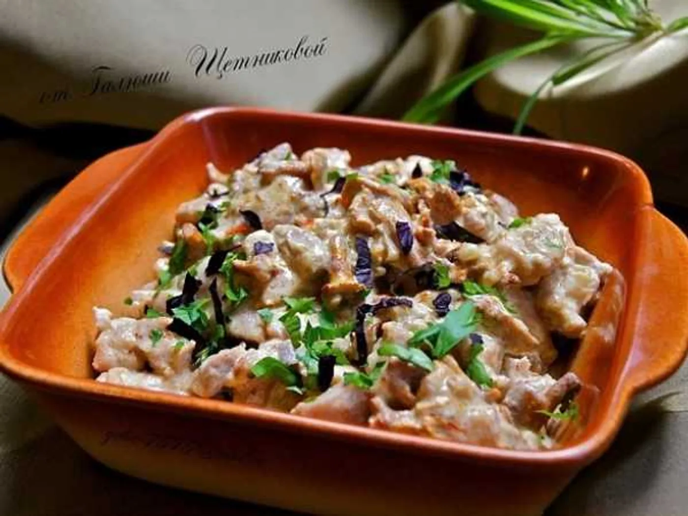 Chicken fricase with choxes and saffron recipe