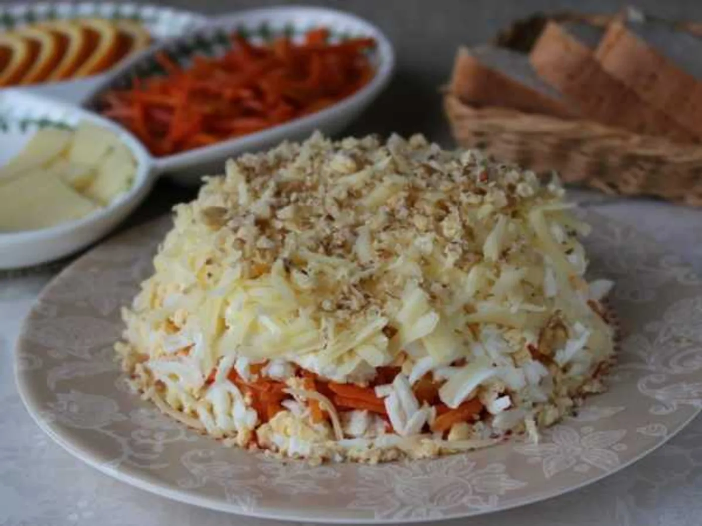 Chicken salad with Korean carrots and orange recipe