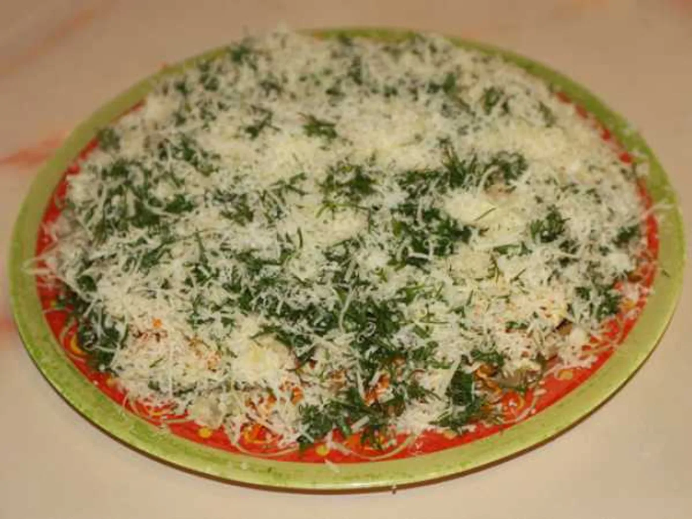 Chicken salad with mushrooms and cheese recipe