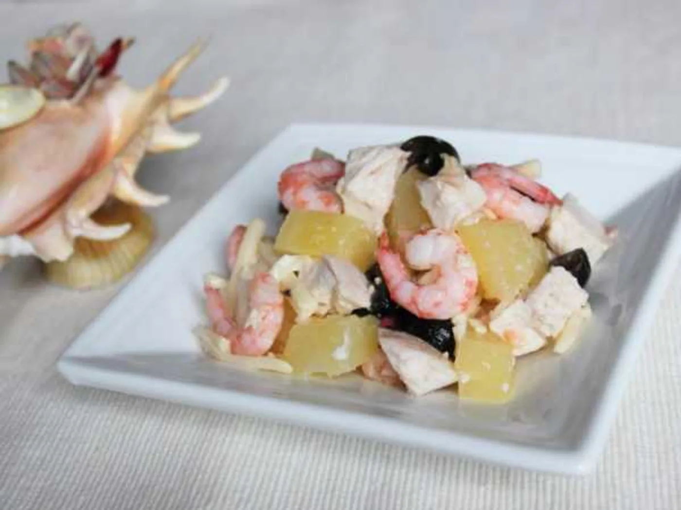 Chicken salad with pineapples and shrimp recipe