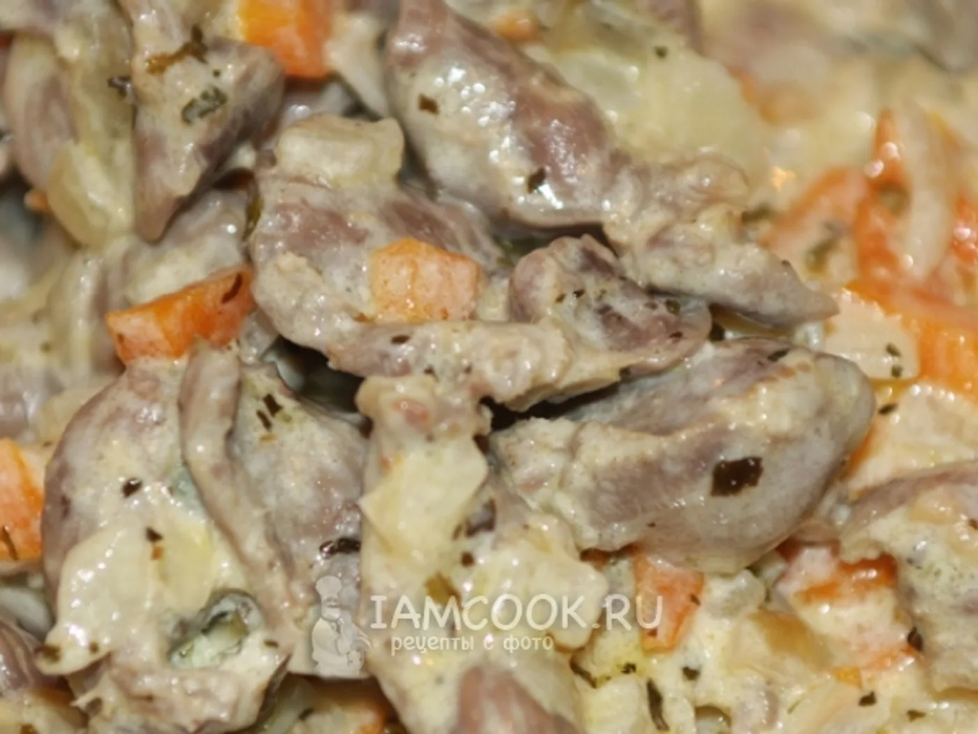 Chicken ventricles in sour cream recipe