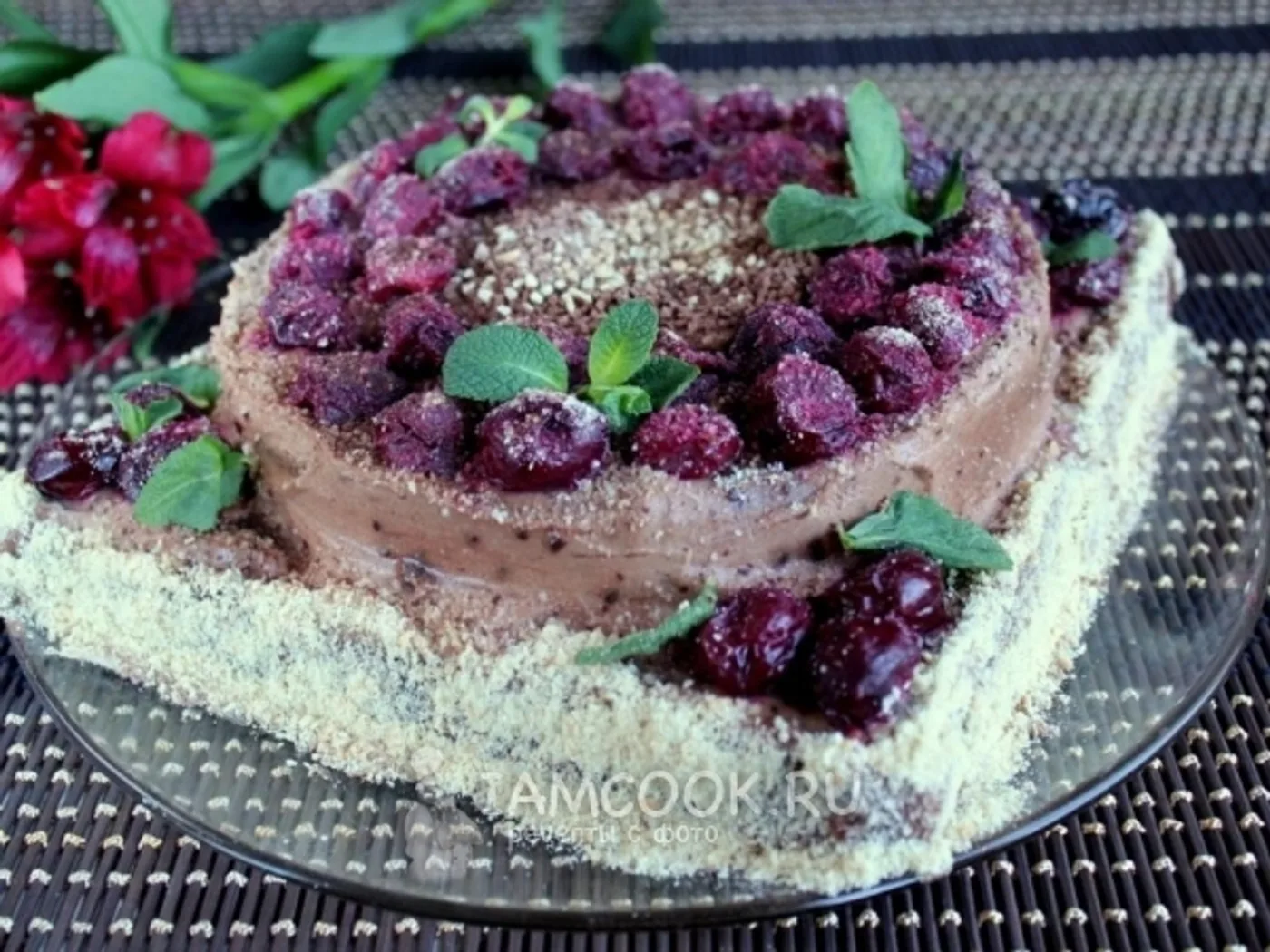 Chocolate sour cream cake with cherry recipe