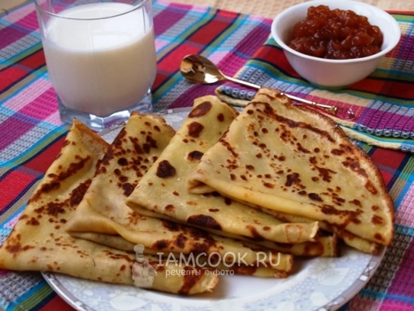 Cooked pancakes on milk and boiling water recipe