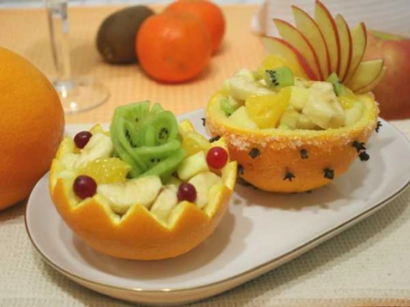 Fruit salad in oranges recipe