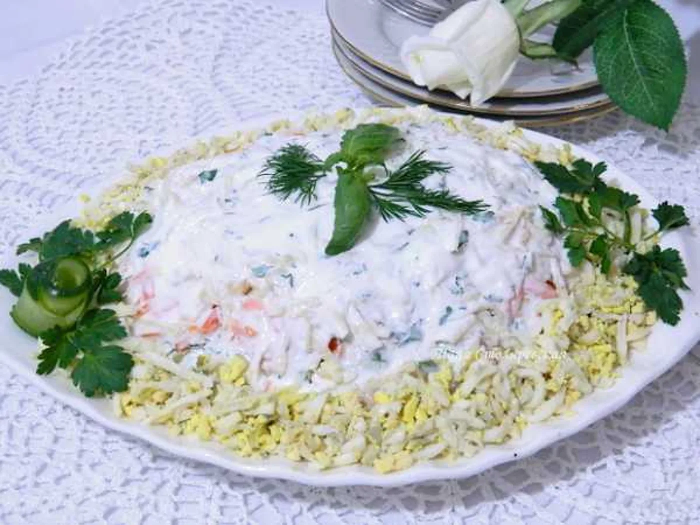Herring under a light coat with an apple recipe