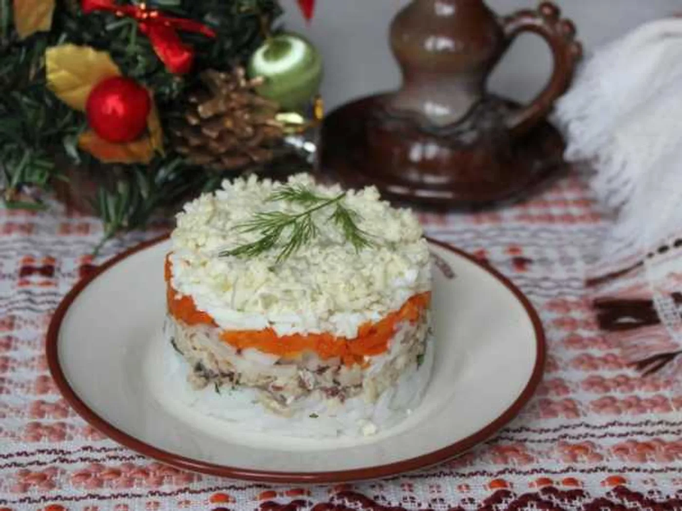 Mimosa salad with rice recipe