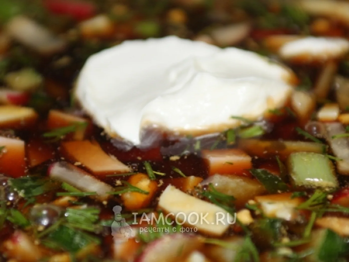 Okroshka on kvass with doctor's sausage recipe