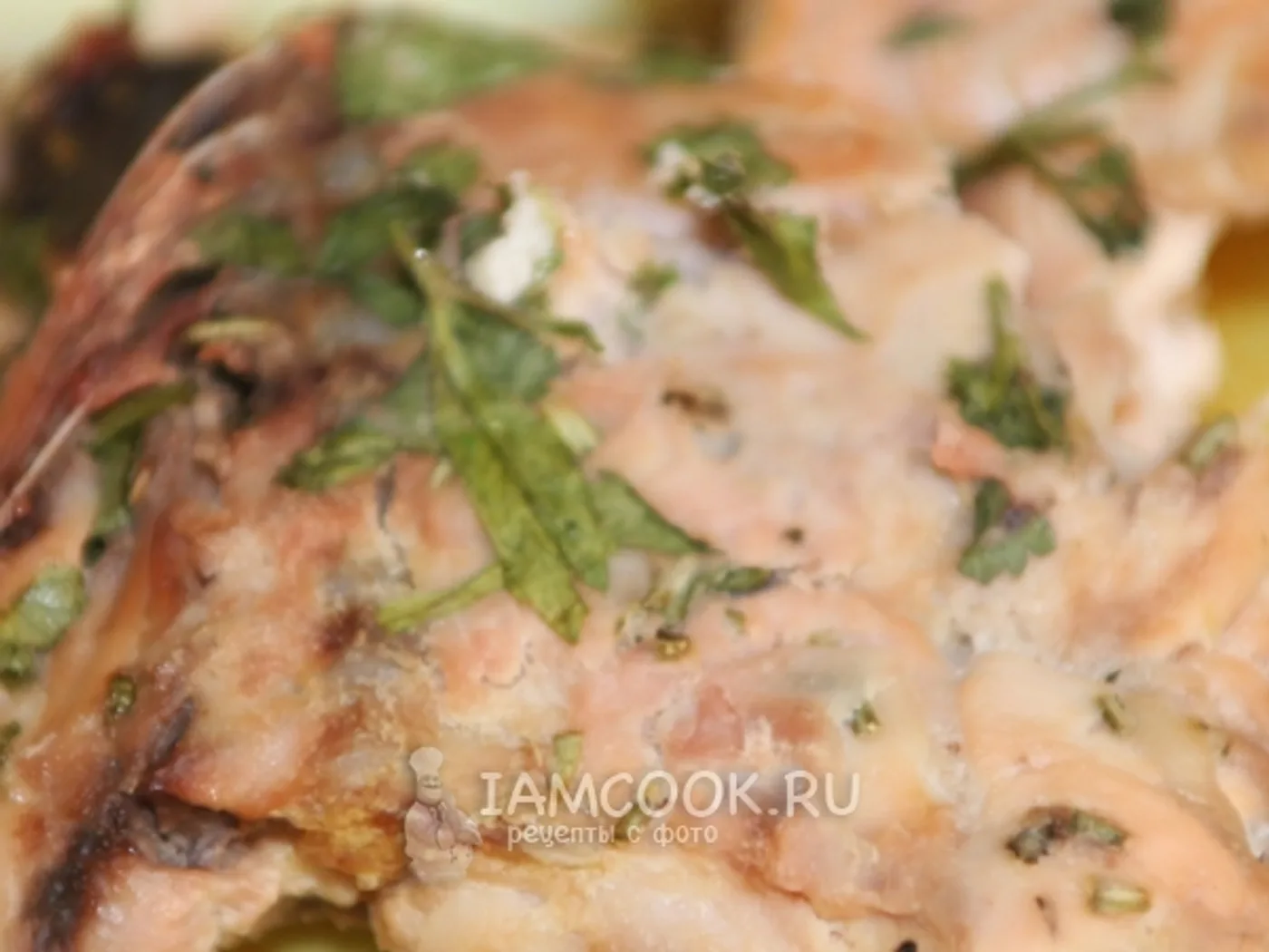Por salmon baked in an oven in foil recipe