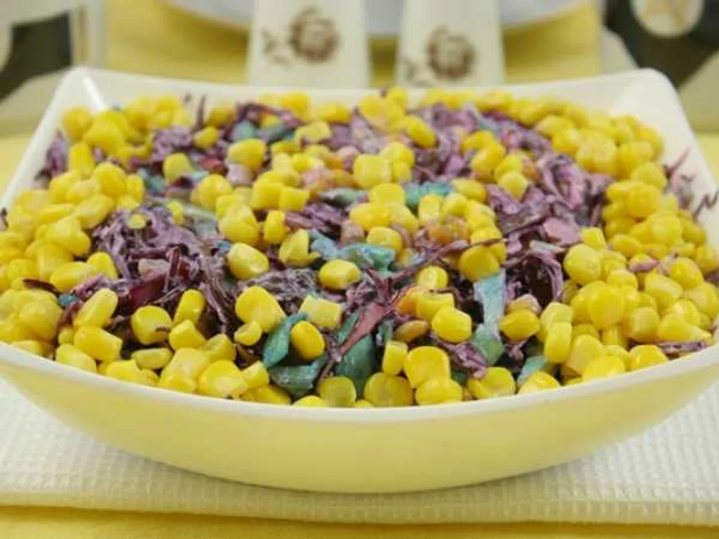 Red cabbage salad with egg pancakes recipe