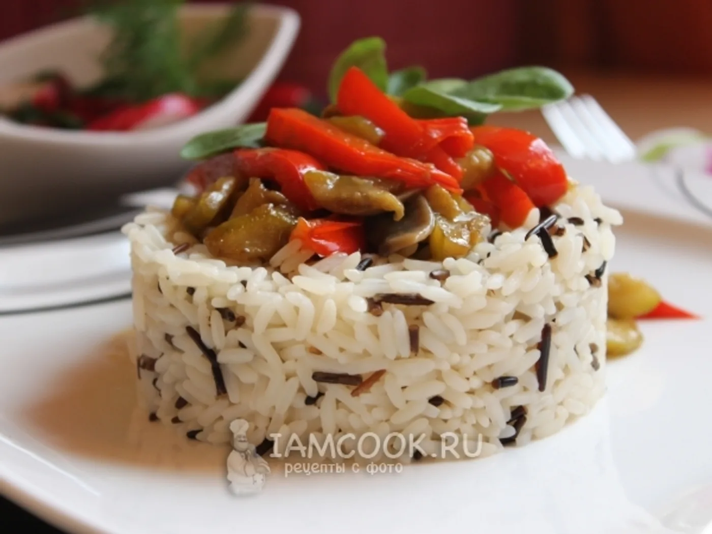 Rice with mushrooms and zucchini recipe