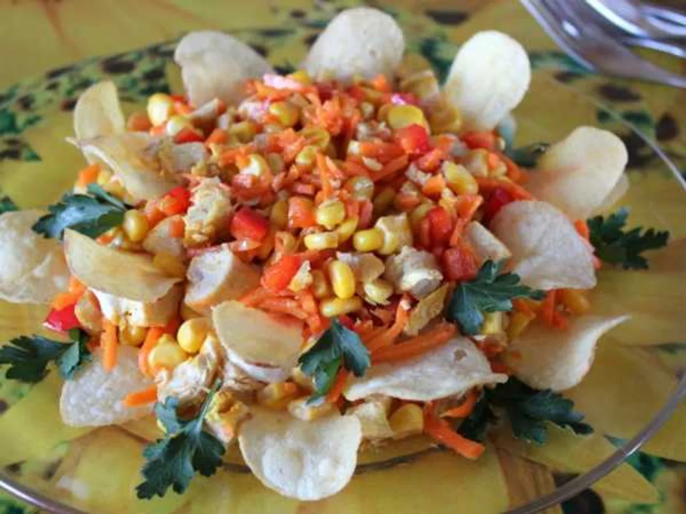 Salad "Red" with Korean carrots and chicken recipe