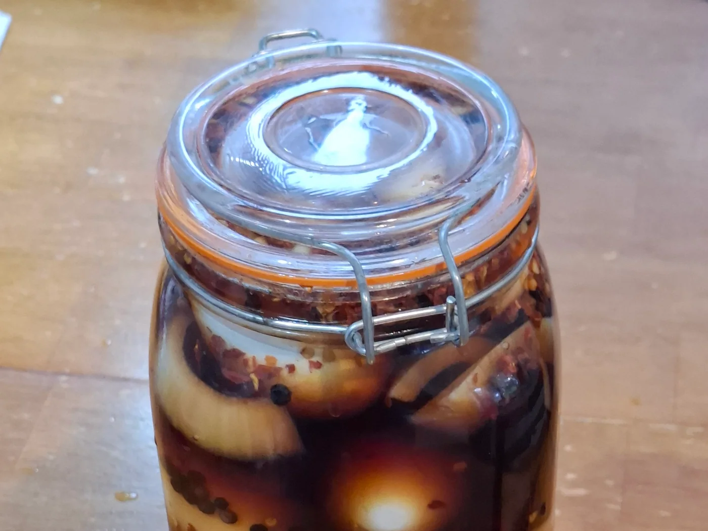 Vinegar-Pickled Eggs and Onions prepared recipe